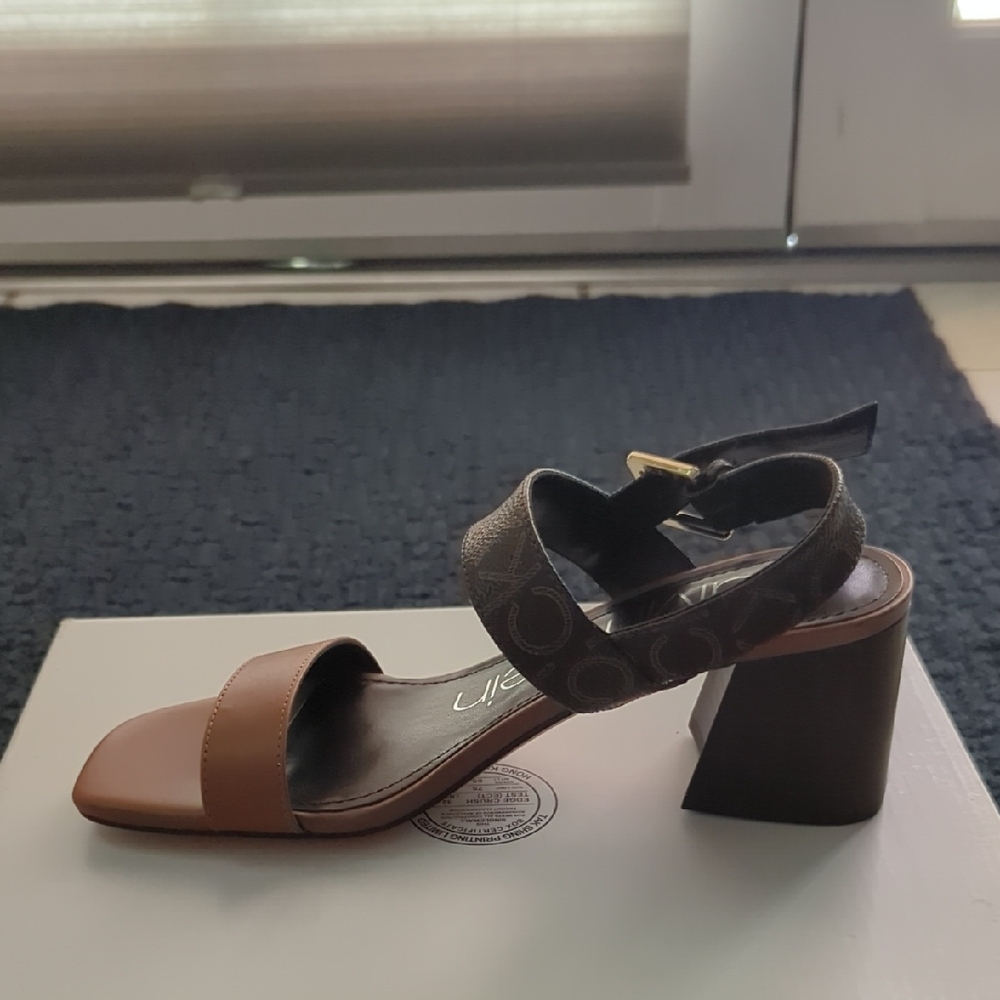 Calvin Klein Brown Block Heel Sandals